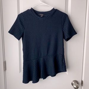Banana Republic Navy Waffle Knit Asymmetrical Peplum Shirt